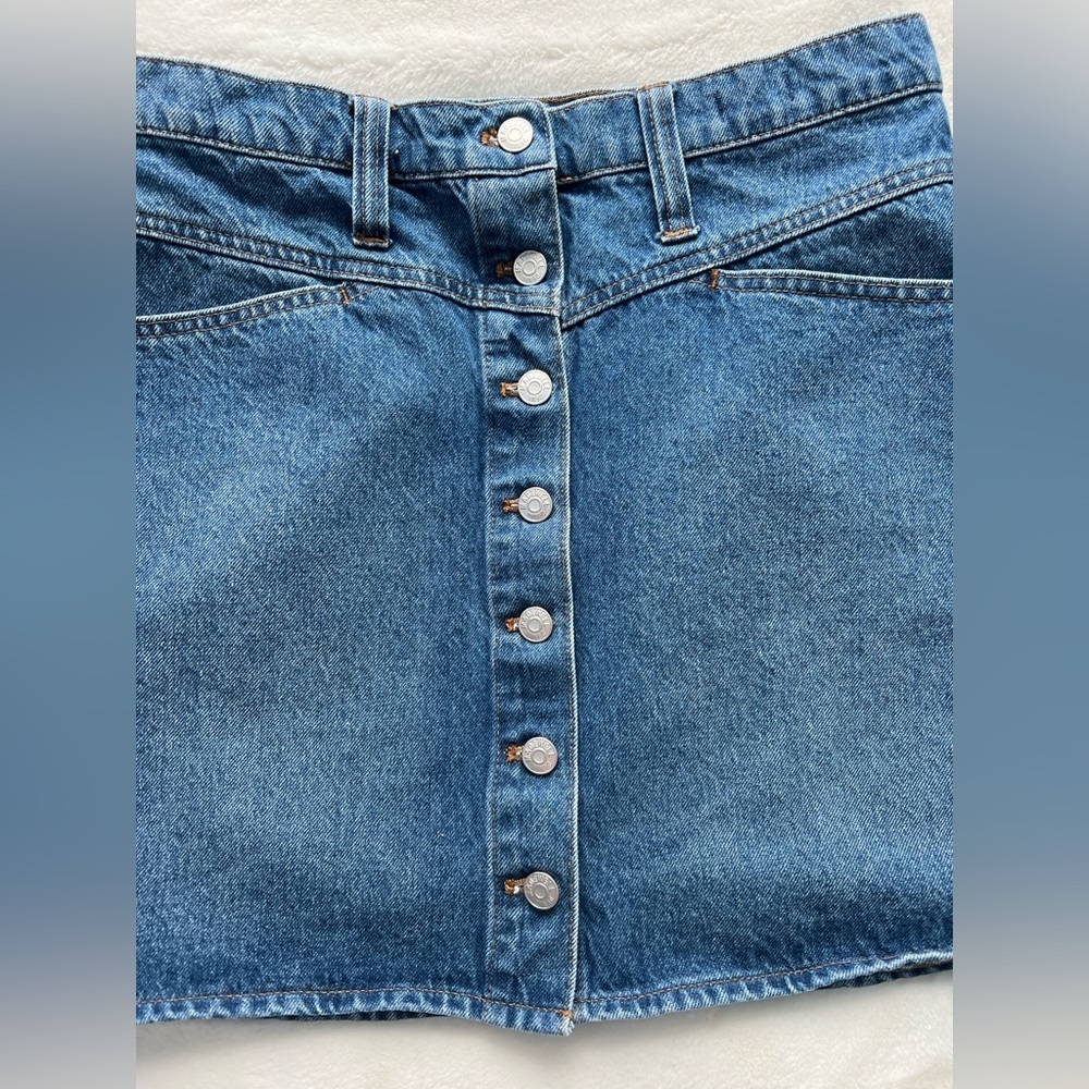 Madewell Stretch Denim A-Line Mini Skirt - Size 30 - Picture 3 of 5